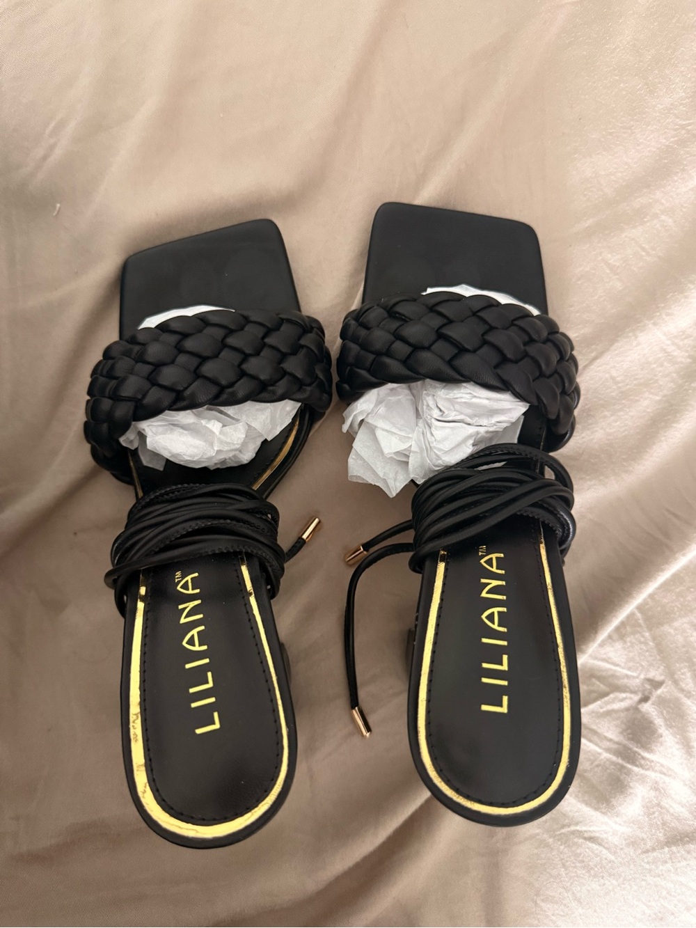 Liliana Black Braided Wrap Sandals